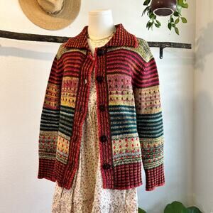 United Colors of Benetton Made in Italy Wool Knit Cardigan Sweater Size medium